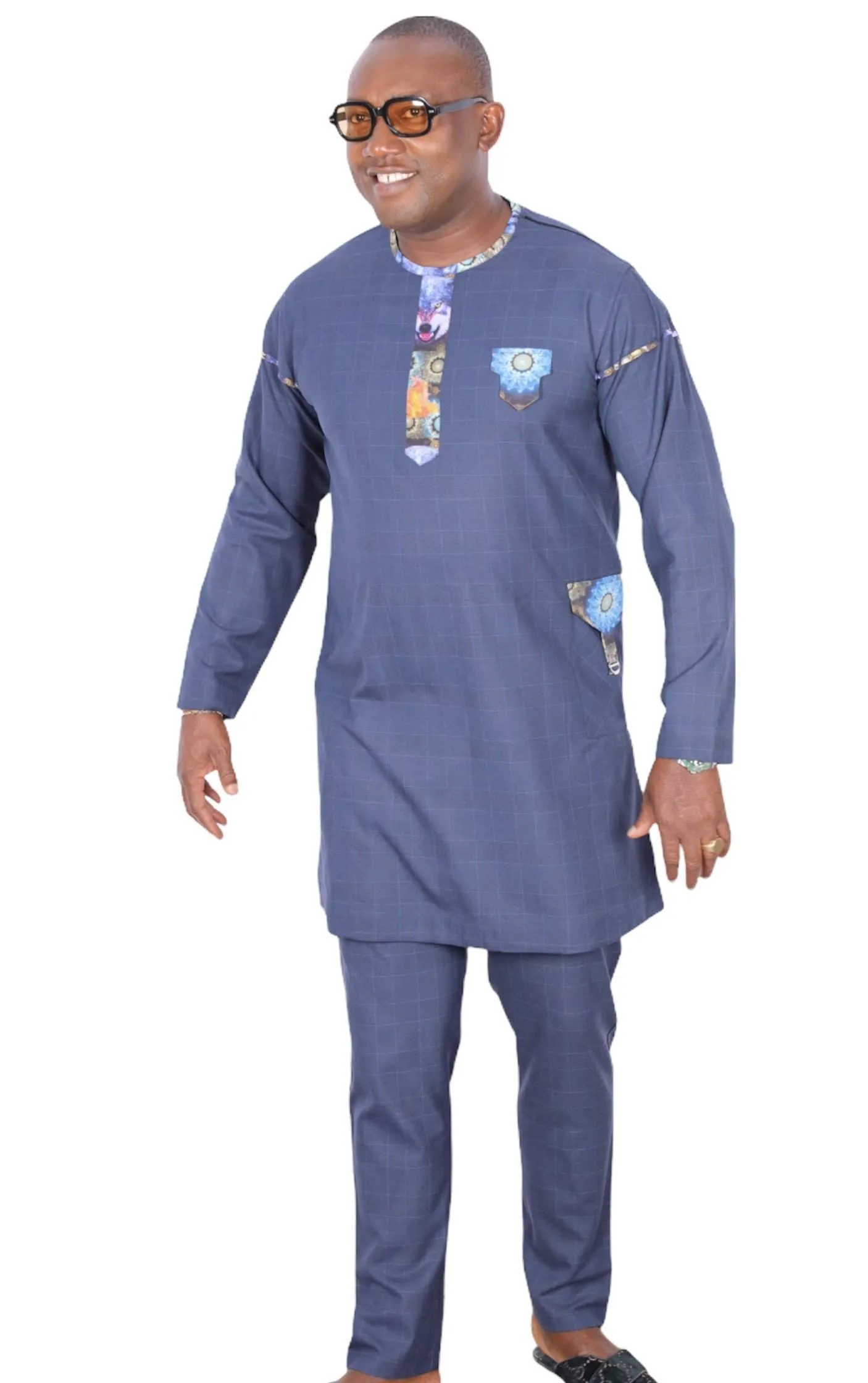 African Senator Wear for Men Blue