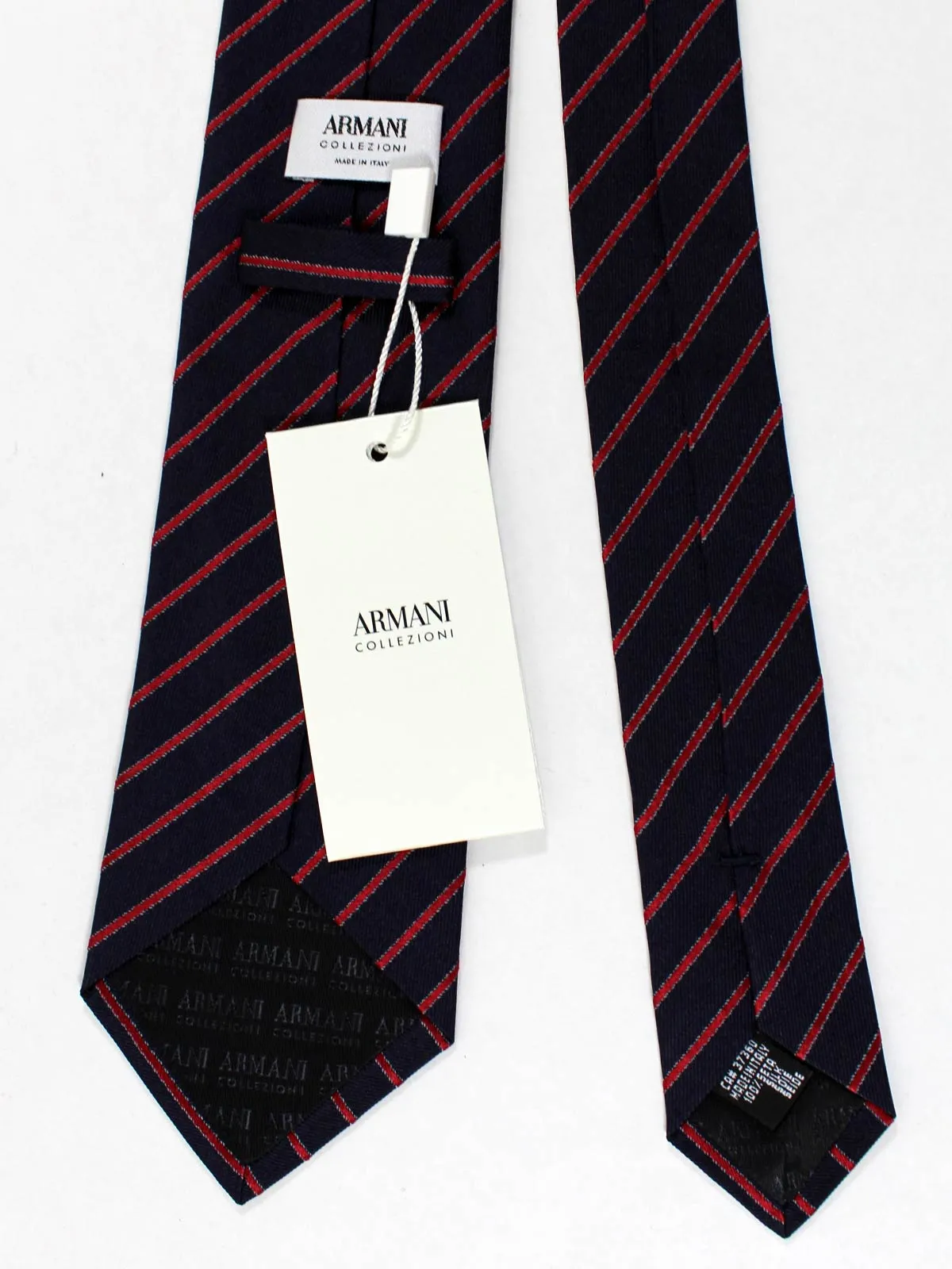 Armani Silk Tie Navy Red Stripes Armani Collezioni SALE