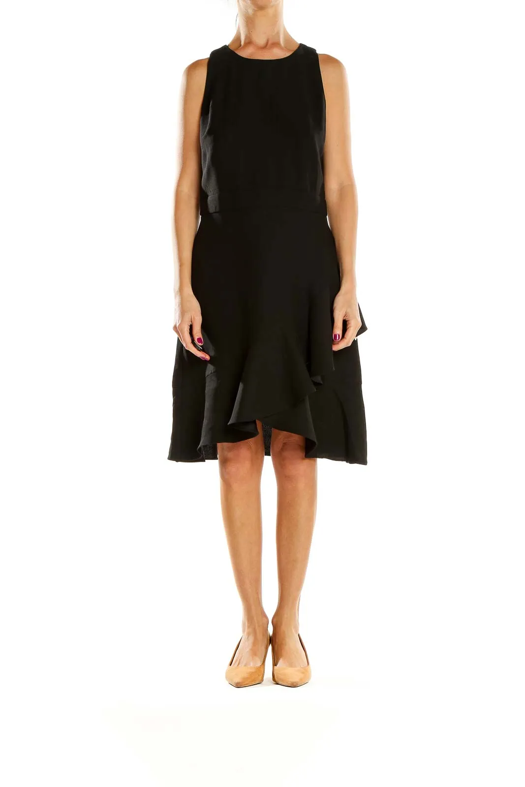 Black Sleeveless Ruffled Cocktail Dress