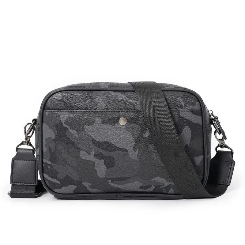 Camouflage Men's Messenger Bag Retro PU Leather Shoulder Bags For Man Square Men Crossbody Bags Sling Male Shoulder Bags