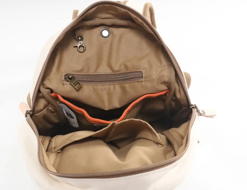 Chic Womens Green Canvas Rucksack Small Backpacks For Women