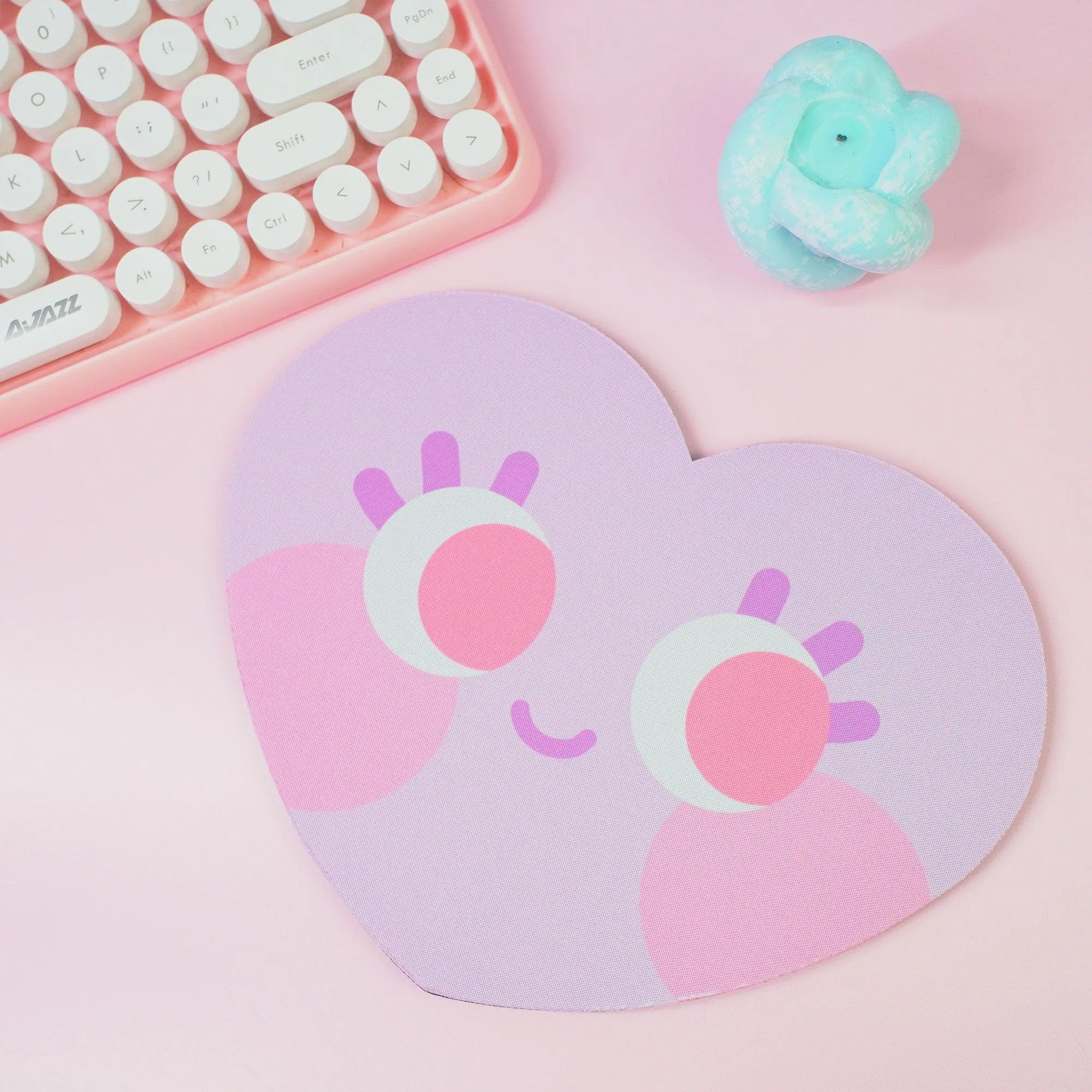 Chubby Heart Kawaii Mouse Mat – Danish Pastel Aesthetic Desk Accessory | 4 Colour Variations | Katnipp Studios