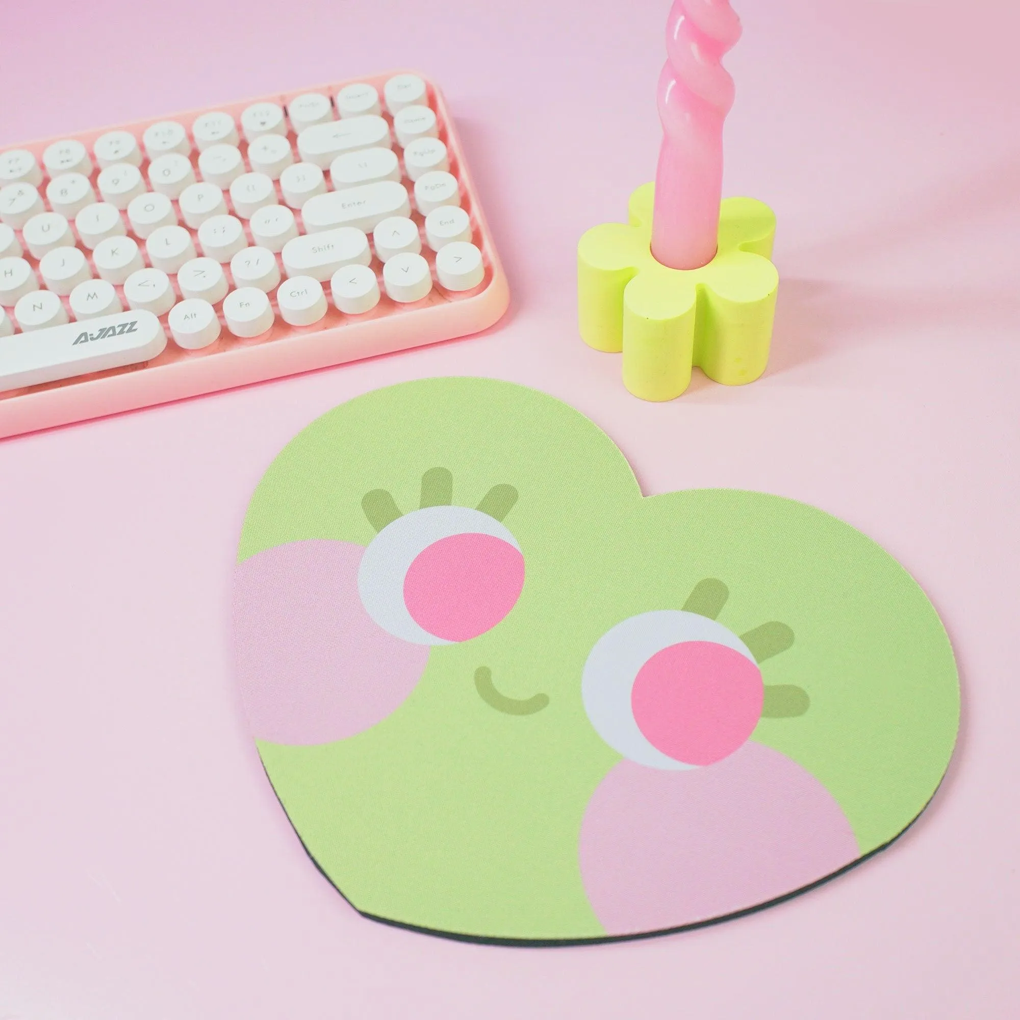 Chubby Heart Kawaii Mouse Mat – Danish Pastel Aesthetic Desk Accessory | 4 Colour Variations | Katnipp Studios