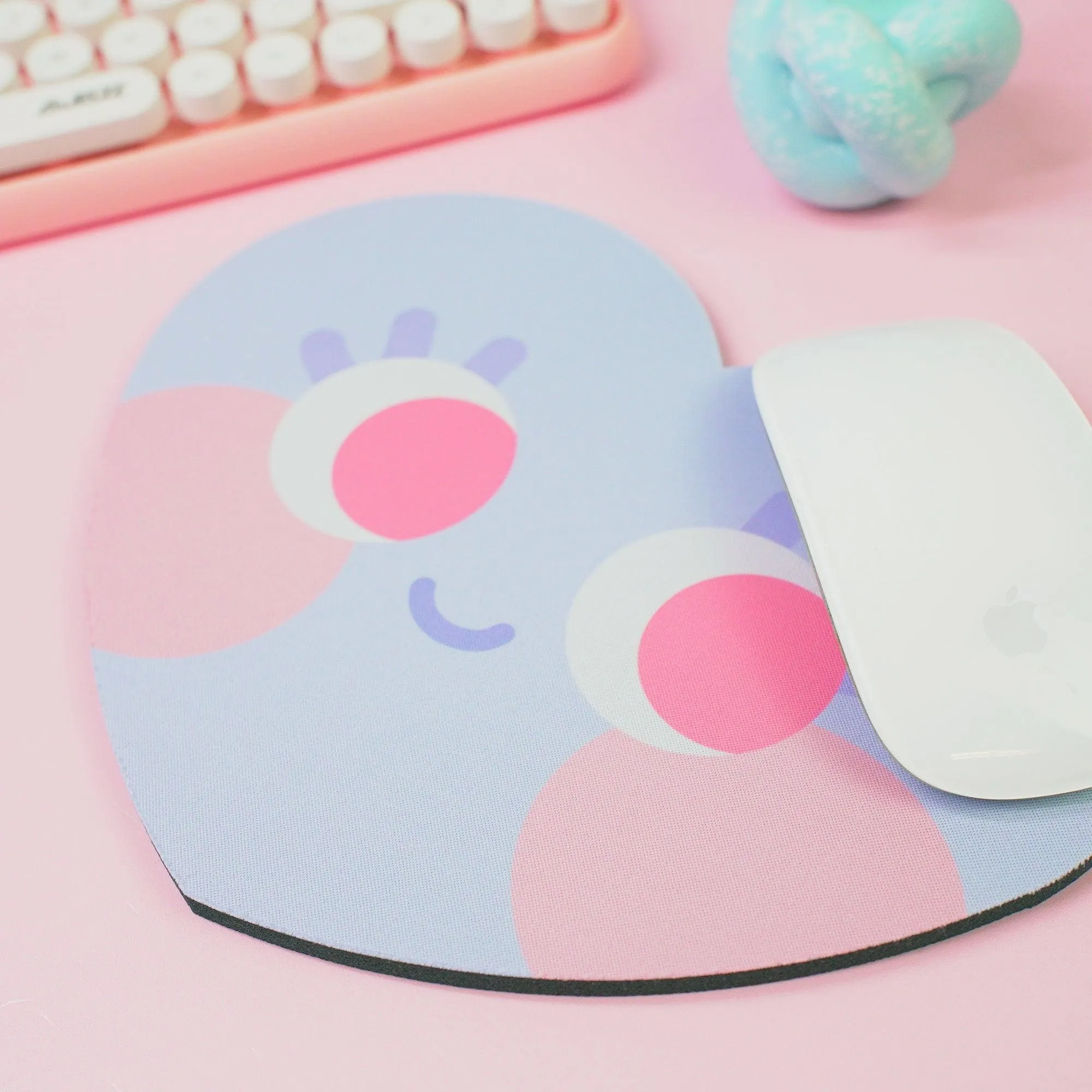 Chubby Heart Kawaii Mouse Mat – Danish Pastel Aesthetic Desk Accessory | 4 Colour Variations | Katnipp Studios