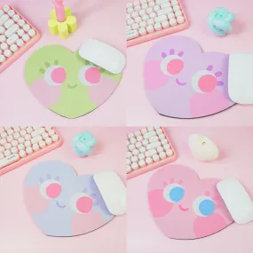 Chubby Heart Kawaii Mouse Mat – Danish Pastel Aesthetic Desk Accessory | 4 Colour Variations | Katnipp Studios