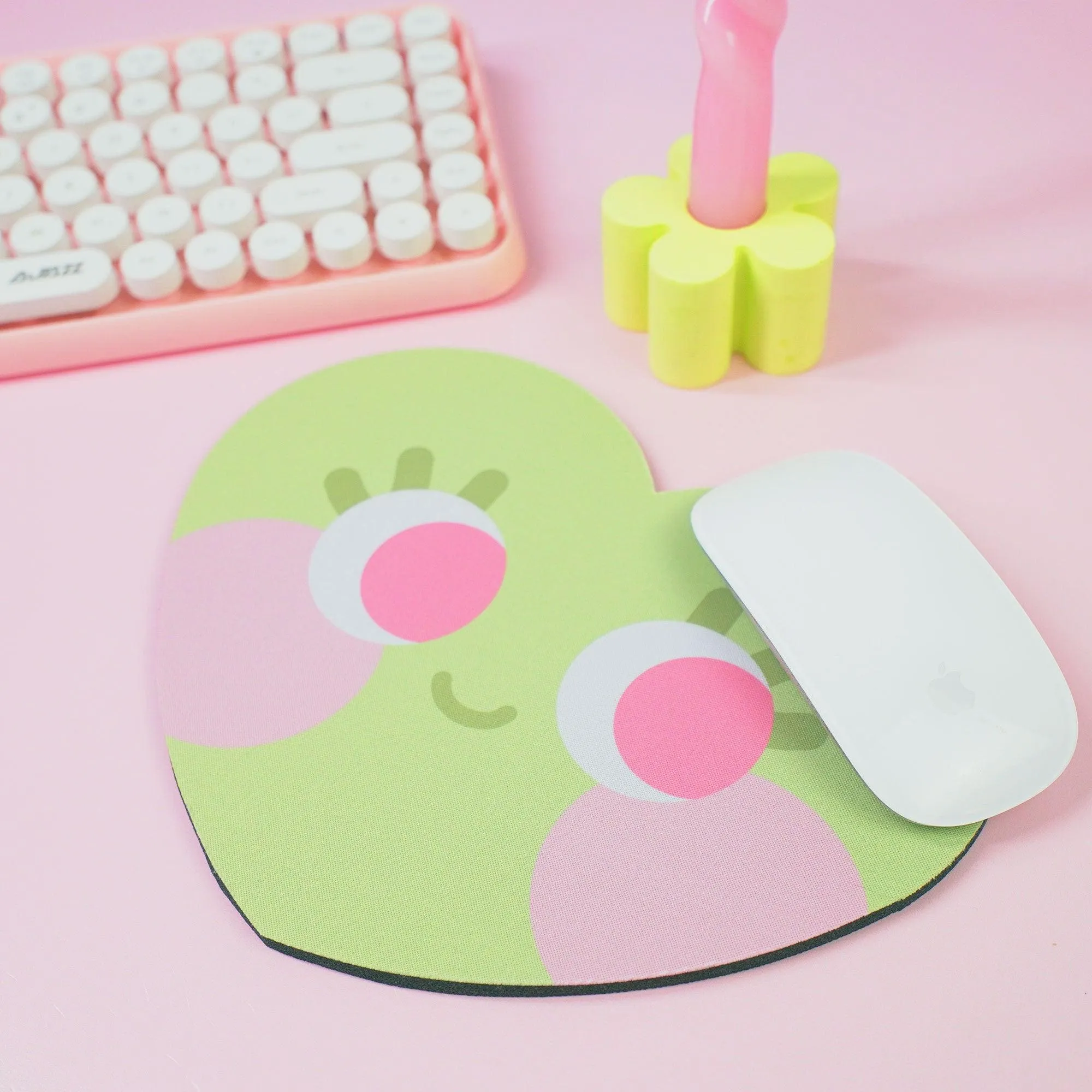 Chubby Heart Kawaii Mouse Mat – Danish Pastel Aesthetic Desk Accessory | 4 Colour Variations | Katnipp Studios