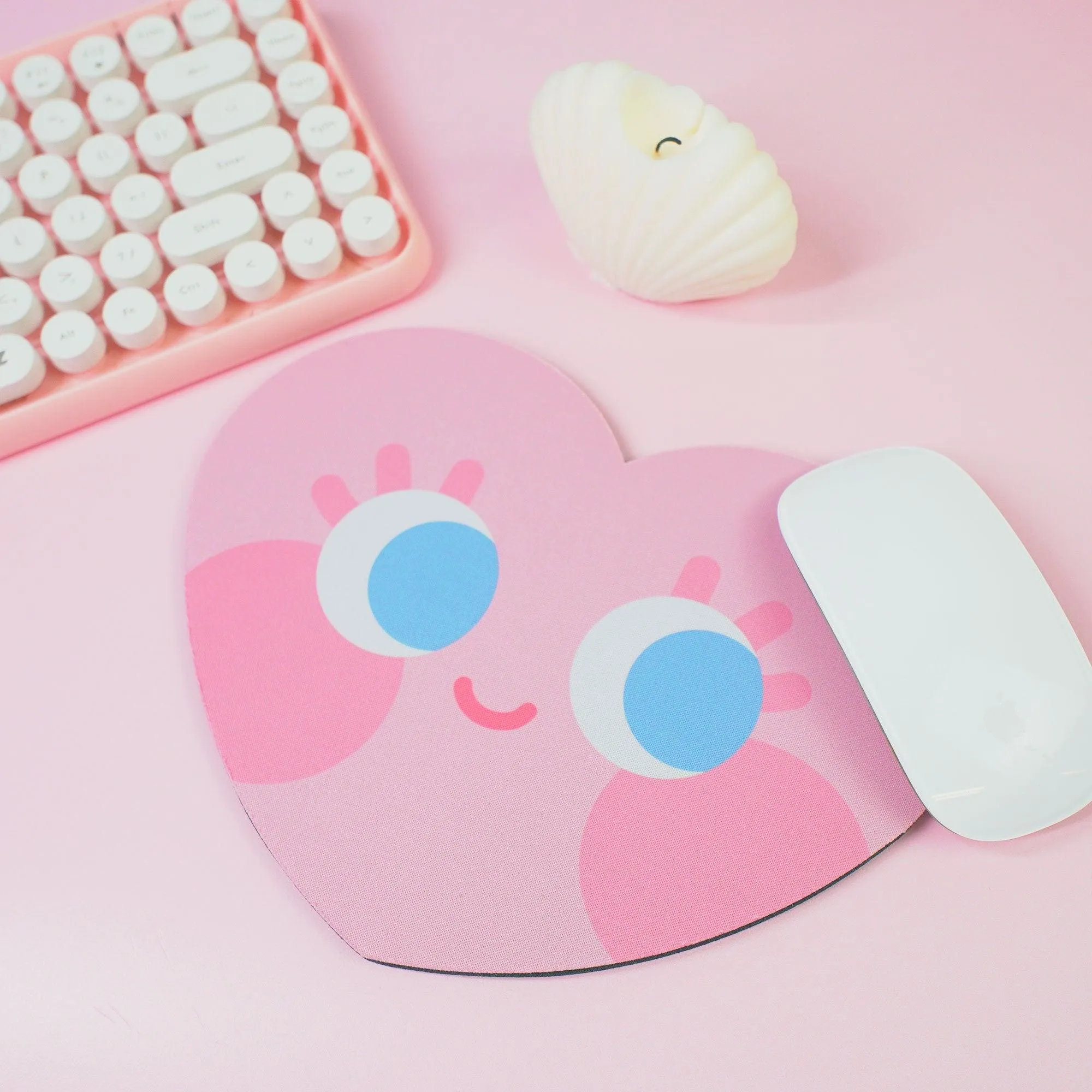 Chubby Heart Kawaii Mouse Mat – Danish Pastel Aesthetic Desk Accessory | 4 Colour Variations | Katnipp Studios