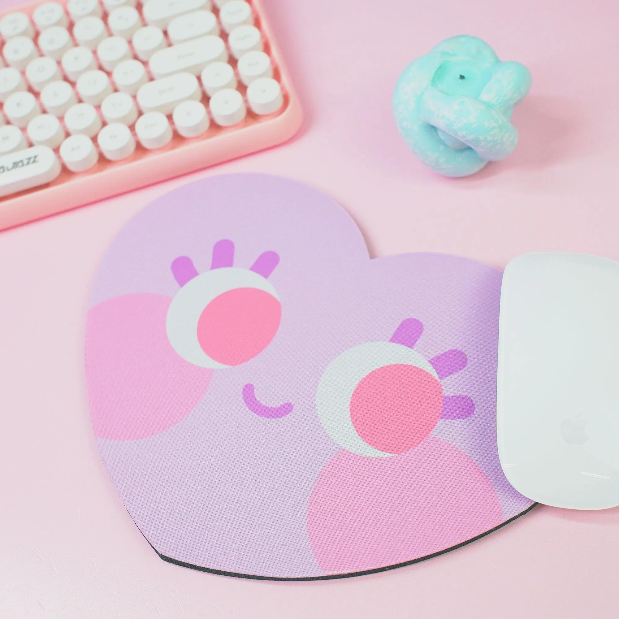 Chubby Heart Kawaii Mouse Mat – Danish Pastel Aesthetic Desk Accessory | 4 Colour Variations | Katnipp Studios