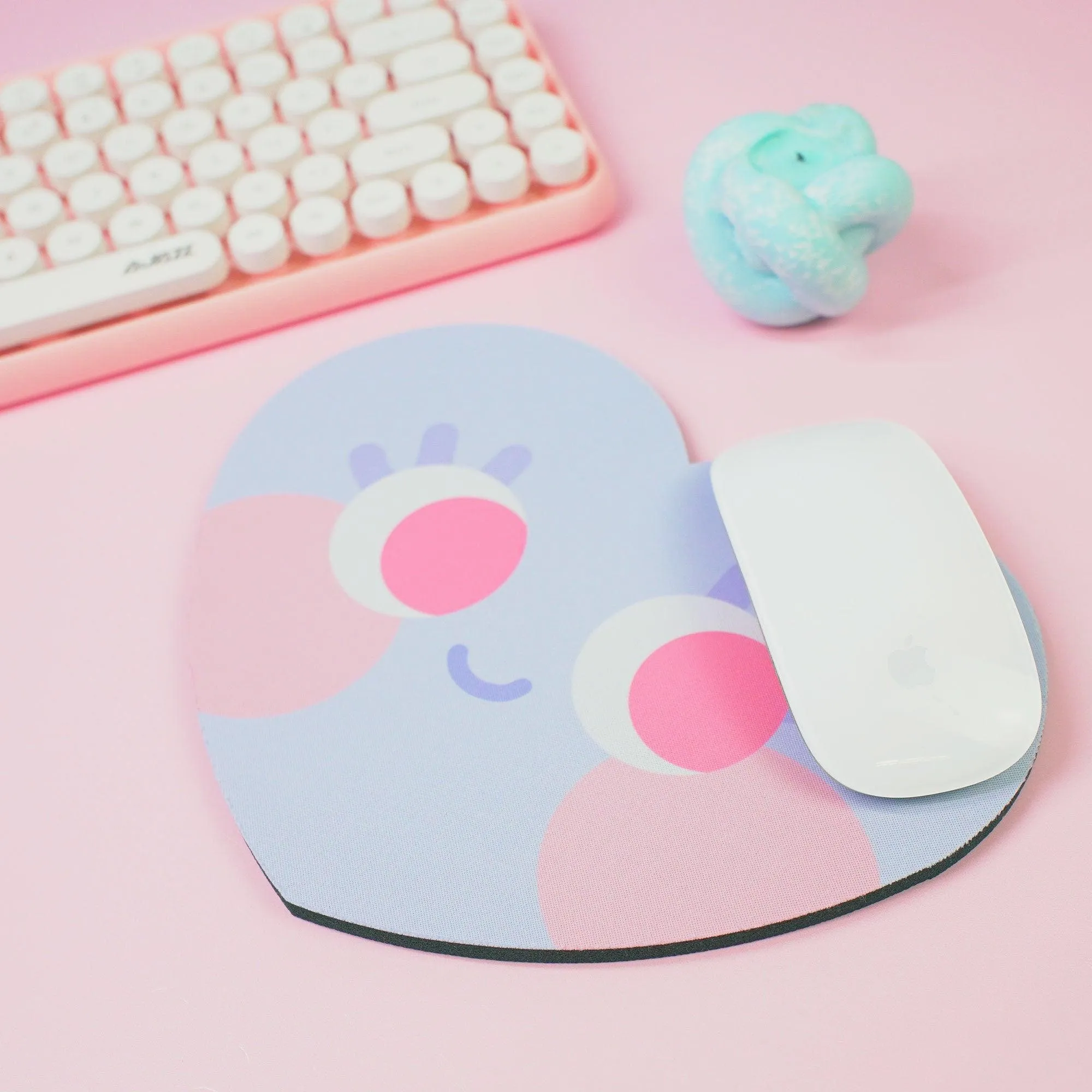 Chubby Heart Kawaii Mouse Mat – Danish Pastel Aesthetic Desk Accessory | 4 Colour Variations | Katnipp Studios