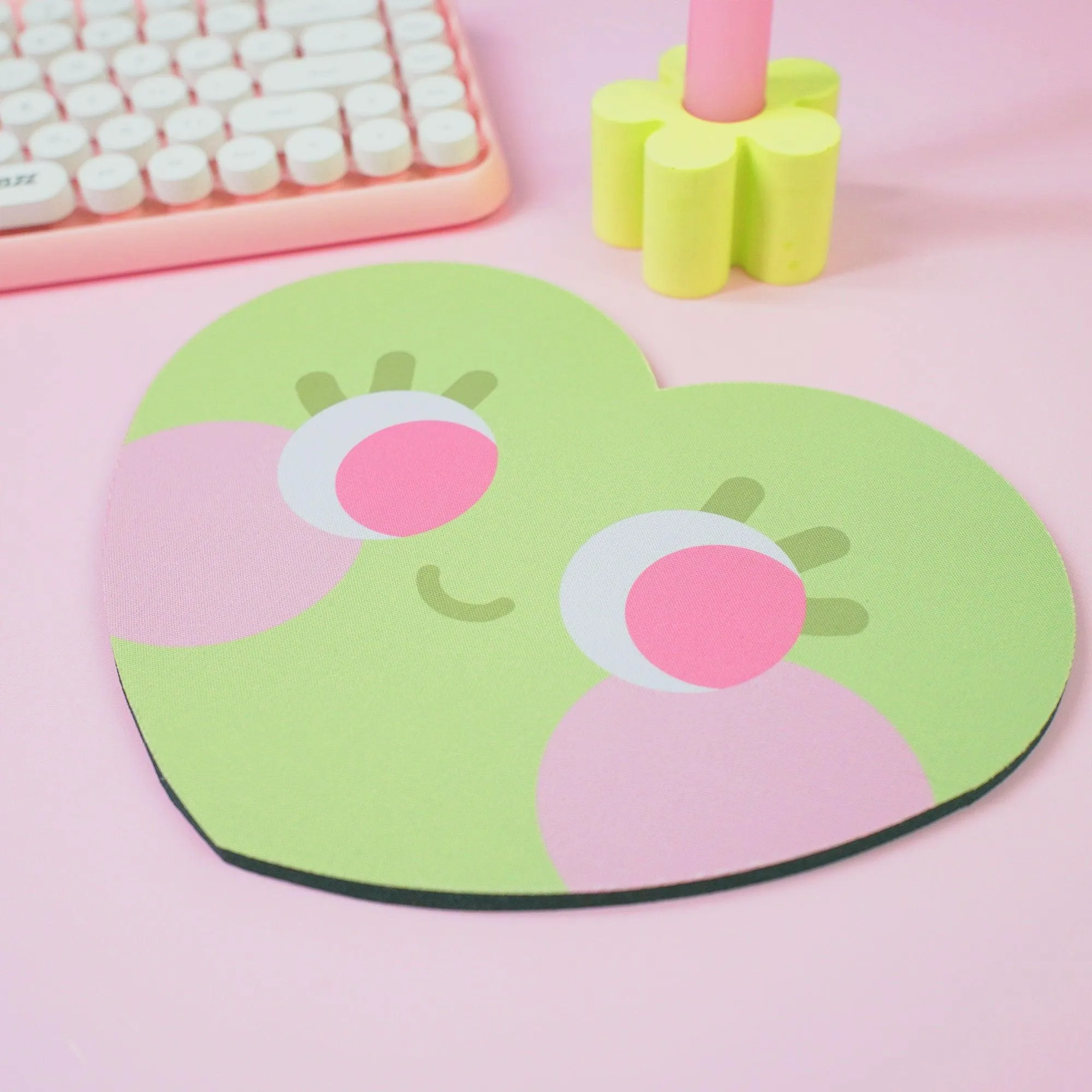 Chubby Heart Kawaii Mouse Mat – Danish Pastel Aesthetic Desk Accessory | 4 Colour Variations | Katnipp Studios