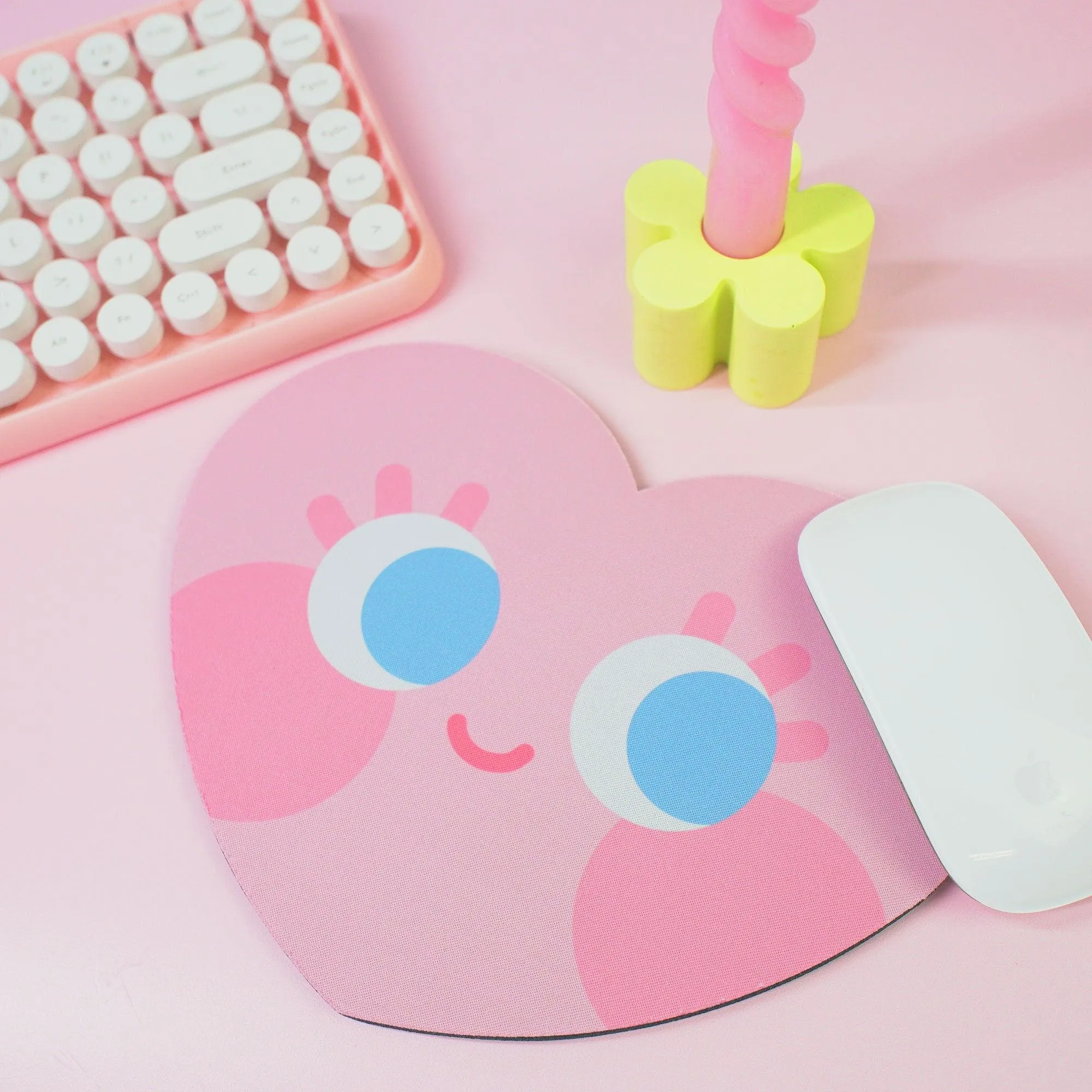 Chubby Heart Kawaii Mouse Mat – Danish Pastel Aesthetic Desk Accessory | 4 Colour Variations | Katnipp Studios