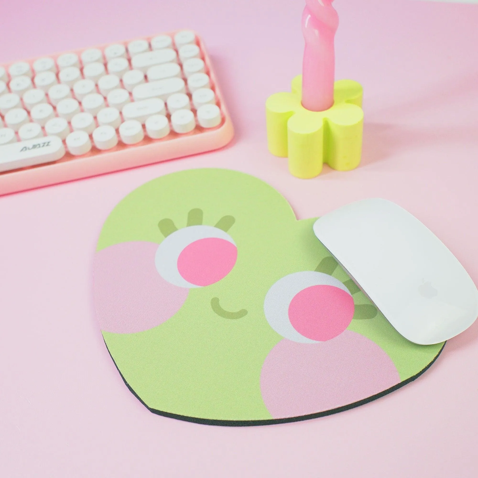 Chubby Heart Kawaii Mouse Mat – Danish Pastel Aesthetic Desk Accessory | 4 Colour Variations | Katnipp Studios