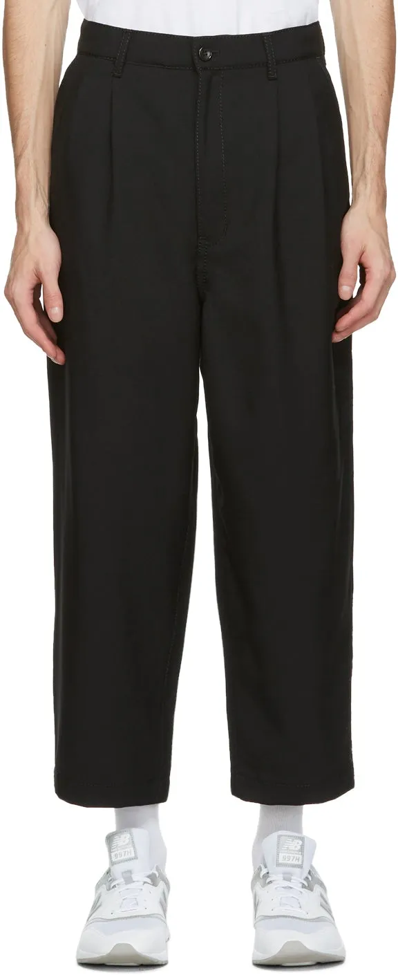 Comme des GarÃ§ons Homme Black Tropical Wool Trousers