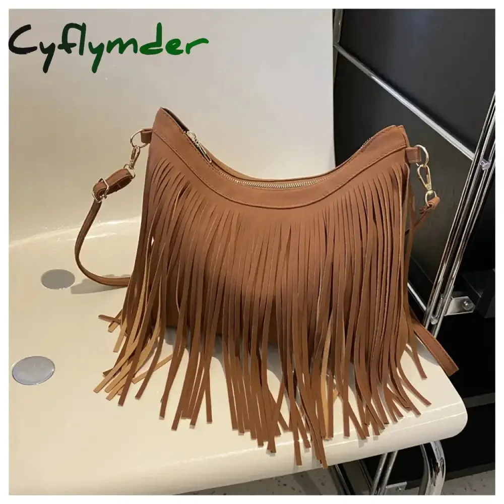Cyflymder Handbag Big Original Brand Women Bags Brands Replica Retro Large Capacity Tassel Bag
