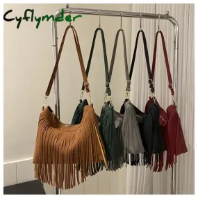 Cyflymder Handbag Big Original Brand Women Bags Brands Replica Retro Large Capacity Tassel Bag