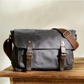 European Vintage Style Canvas Shoulder Bags For Men Waxed Canvas Outdoor Male Messenger Bag Motorcycle Style Cross Body Bag