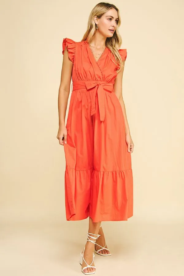 Eyelet Detail Midi Dress