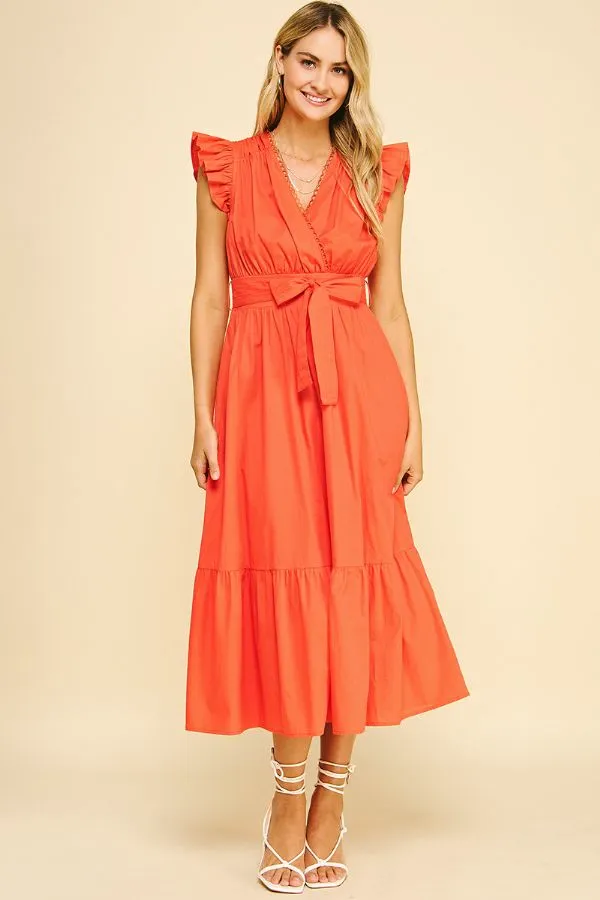 Eyelet Detail Midi Dress