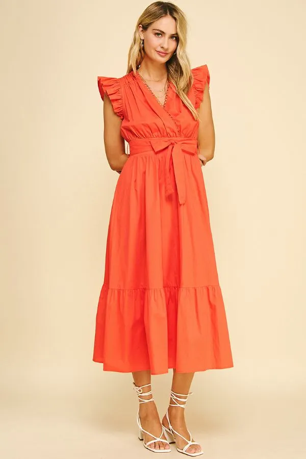 Eyelet Detail Midi Dress