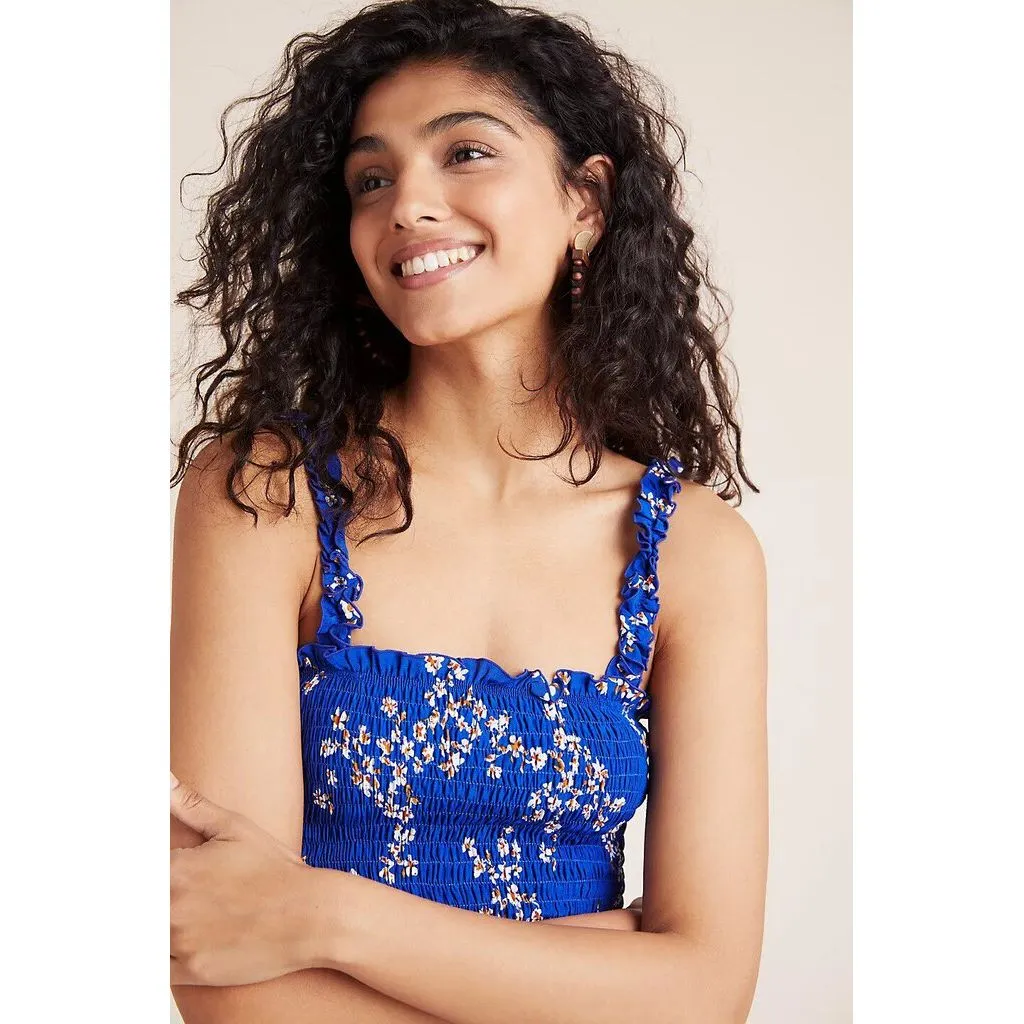 Faithfull The Brand x Anthropologie Farah Smocked Midi Dress - Size XS