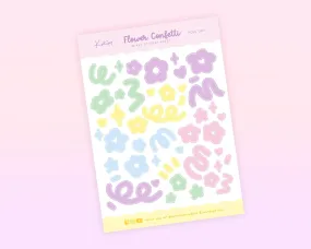 Flower Confetti Sticker Sheet | Pastel Mixed Colour Planner Stickers | Kawaii Polco Deco for Journals & Scrapbooks | POLC 007