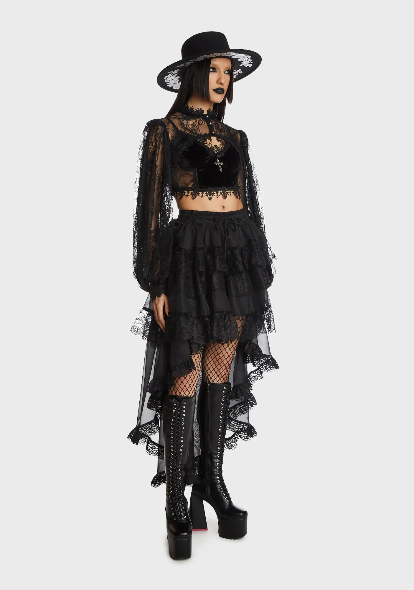 Gothic Chiffon High Low Petticoat