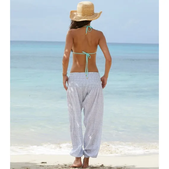 Grey/White Ikat Harem Cotton Trousers