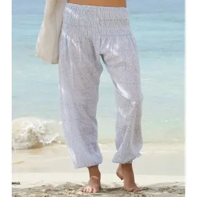 Grey/White Ikat Harem Cotton Trousers