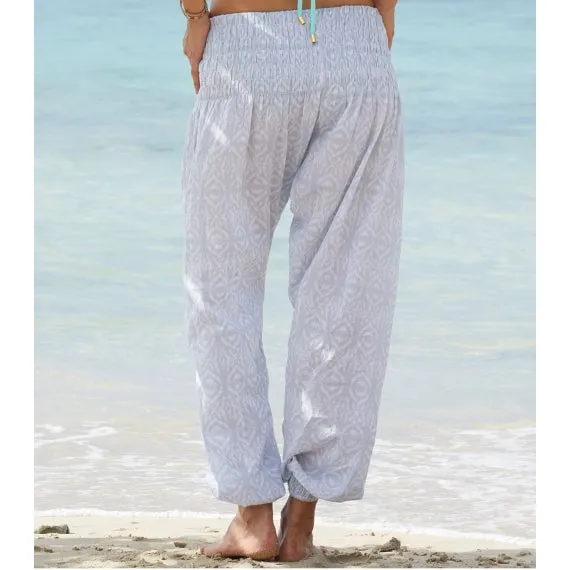 Grey/White Ikat Harem Cotton Trousers