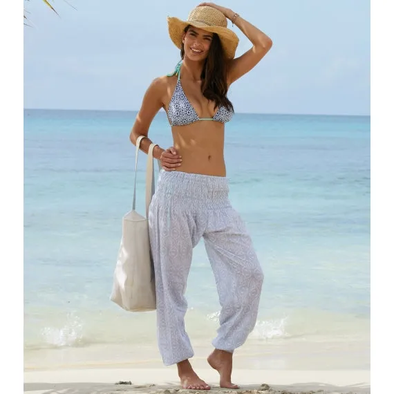 Grey/White Ikat Harem Cotton Trousers