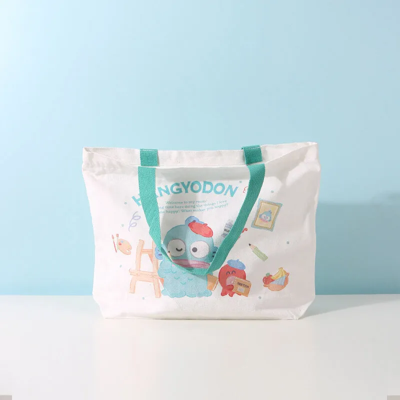 Hangyodon Hello Kitty Pochacco Print Canvas Bag