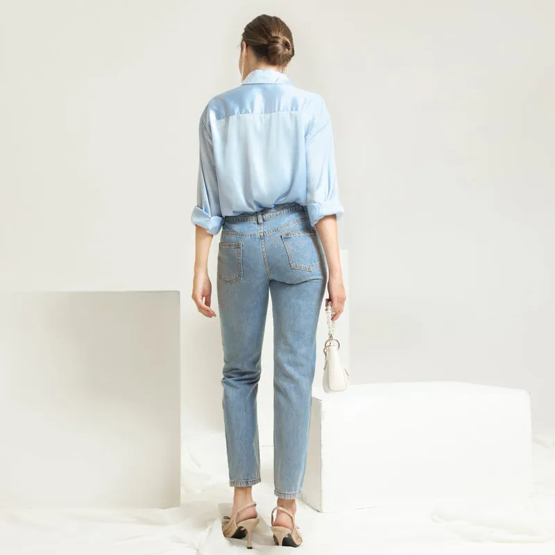 Julia Fashion - Light Blue Denim Trousers