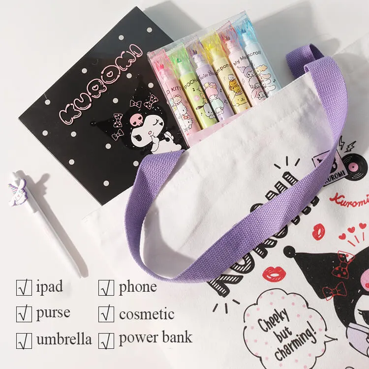 Kuromi Cinnamoroll Print Canvas Handbag