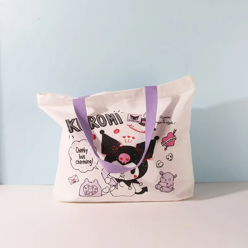 Kuromi Cinnamoroll Print Canvas Handbag