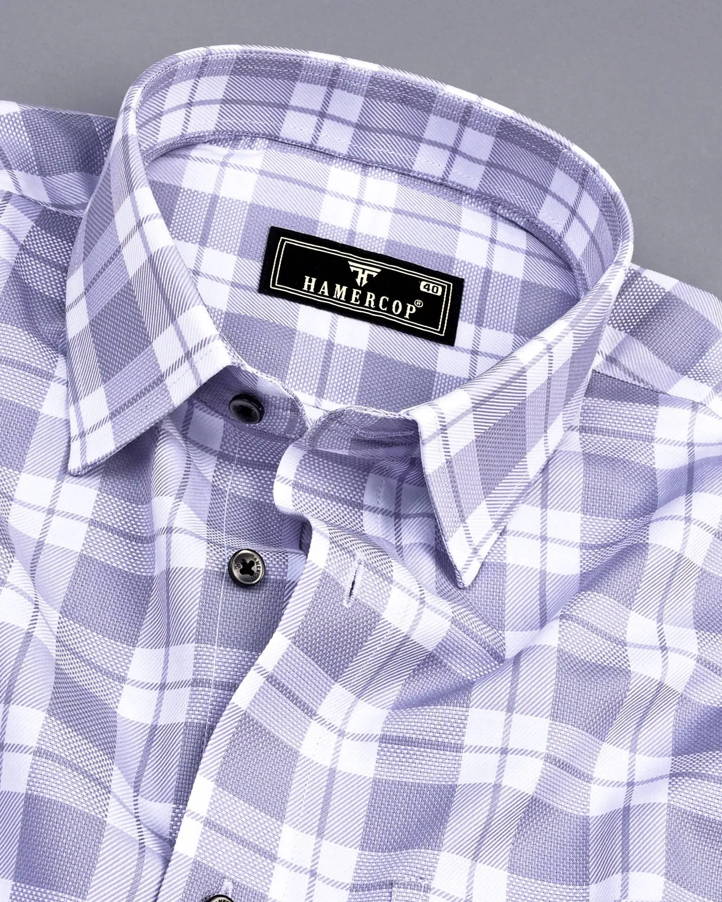 Lactos Gray With White Dobby Check Giza Shirt