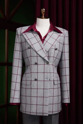 Light Grey & Red Checked Jacket