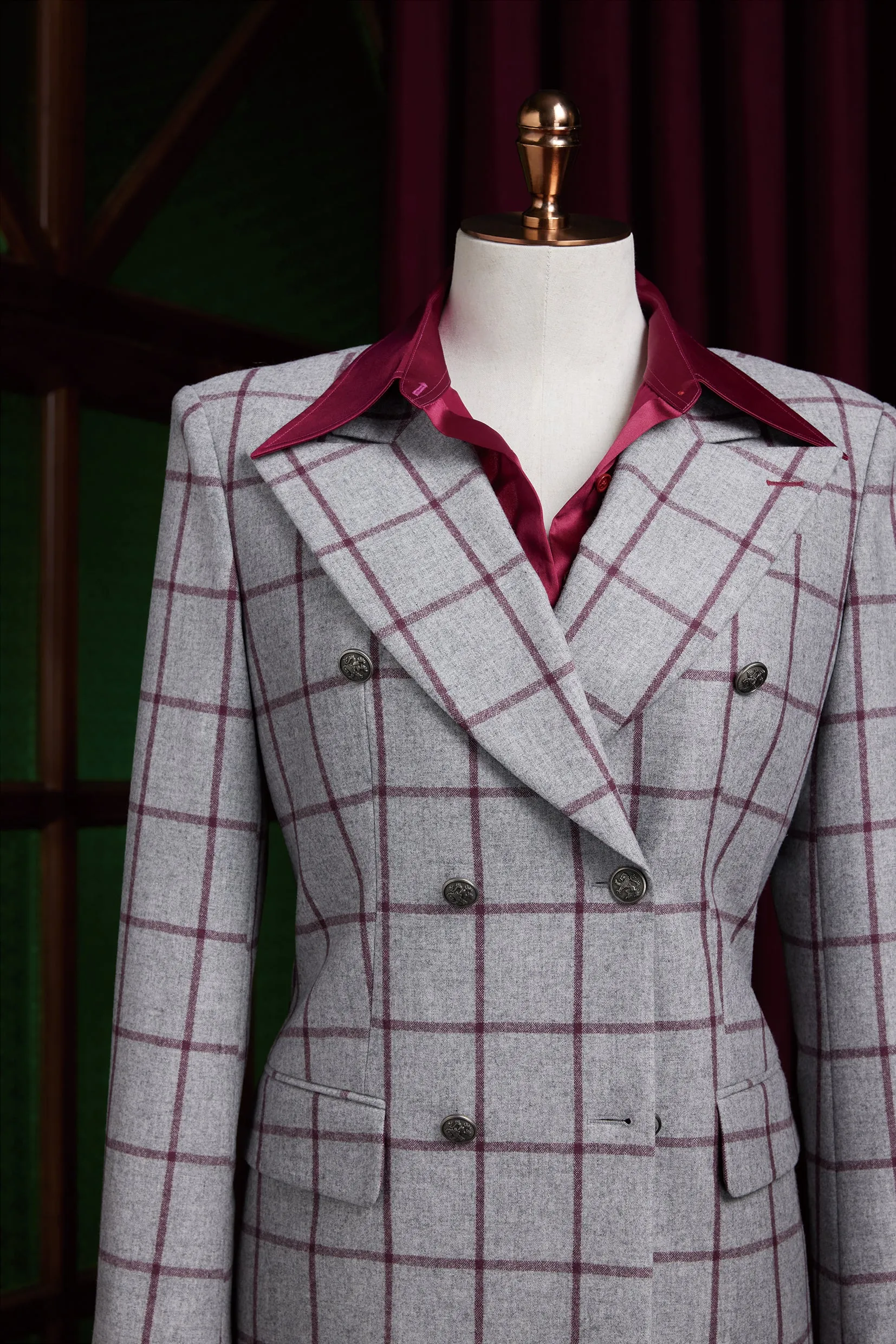 Light Grey & Red Checked Jacket