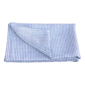 Linen Hand Towel - Stonewashed - Grey-Blue White Thin Stripes - Thin Linen