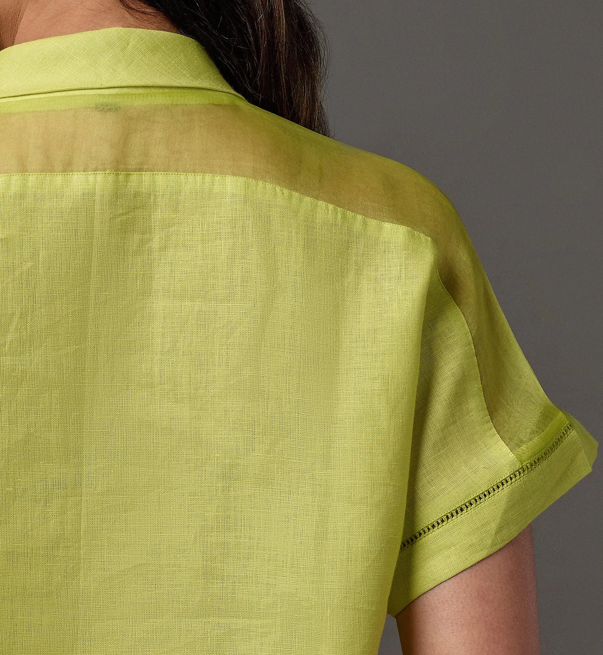 Linen Shawl Collar Top with Dolman Sleeve