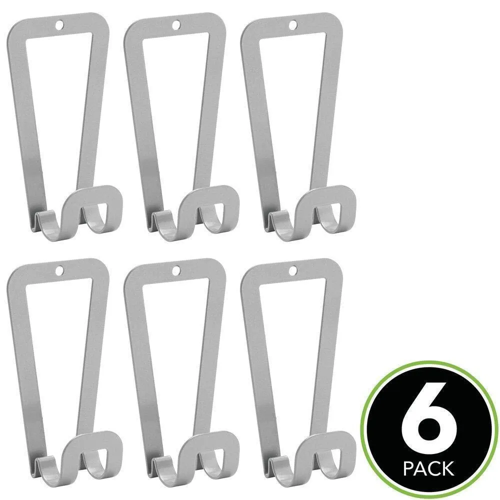 mDesign Metal Wire Over The Closet Rod Hanging Storage Organizer Hanger for Storing and Organizing Purses, Backpacks, Satchels, Crossovers, Handbags - 6 Hooks - 6 Pack - Gray