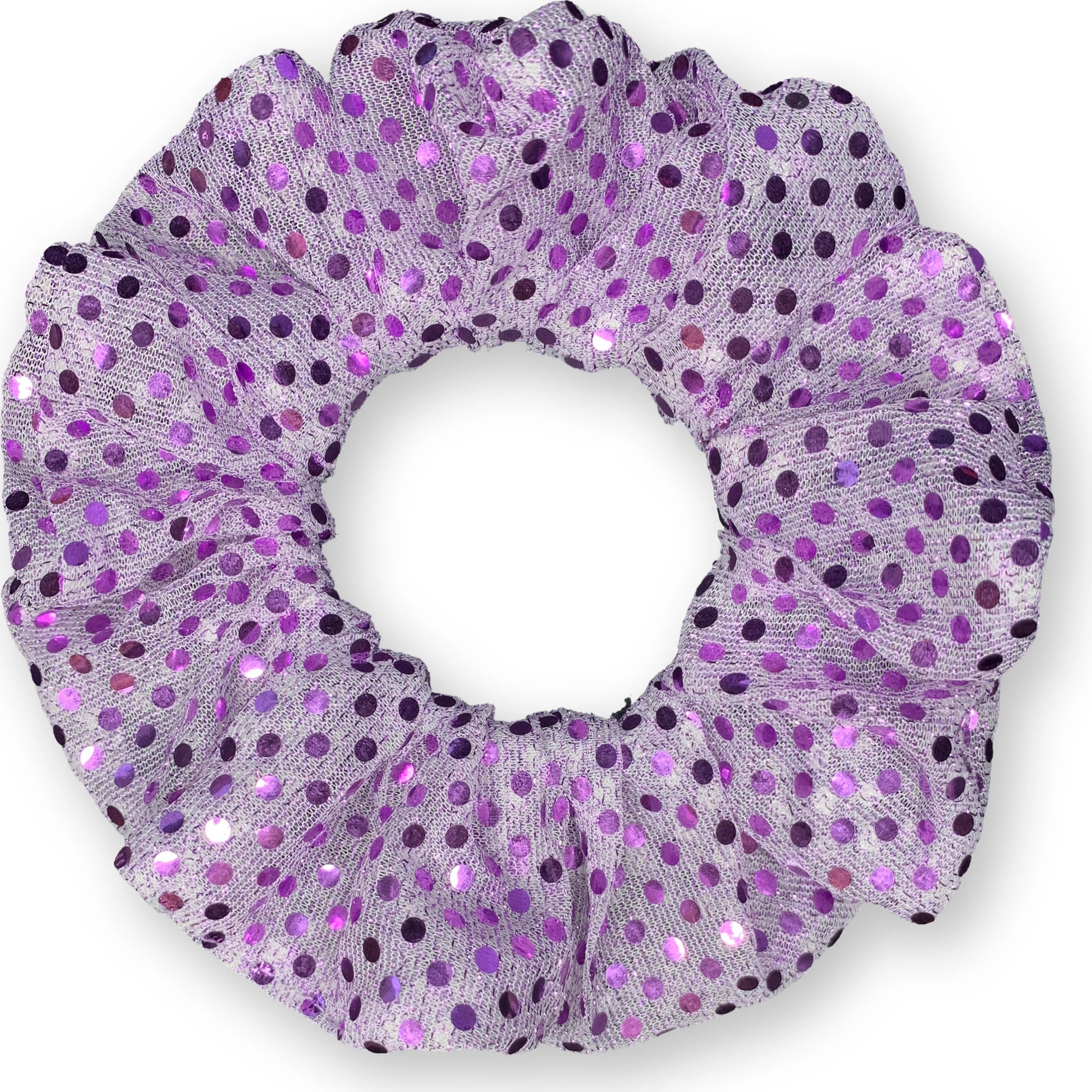 Metallic Sequin Scrunchies Available in 3 Sizes Light Purple