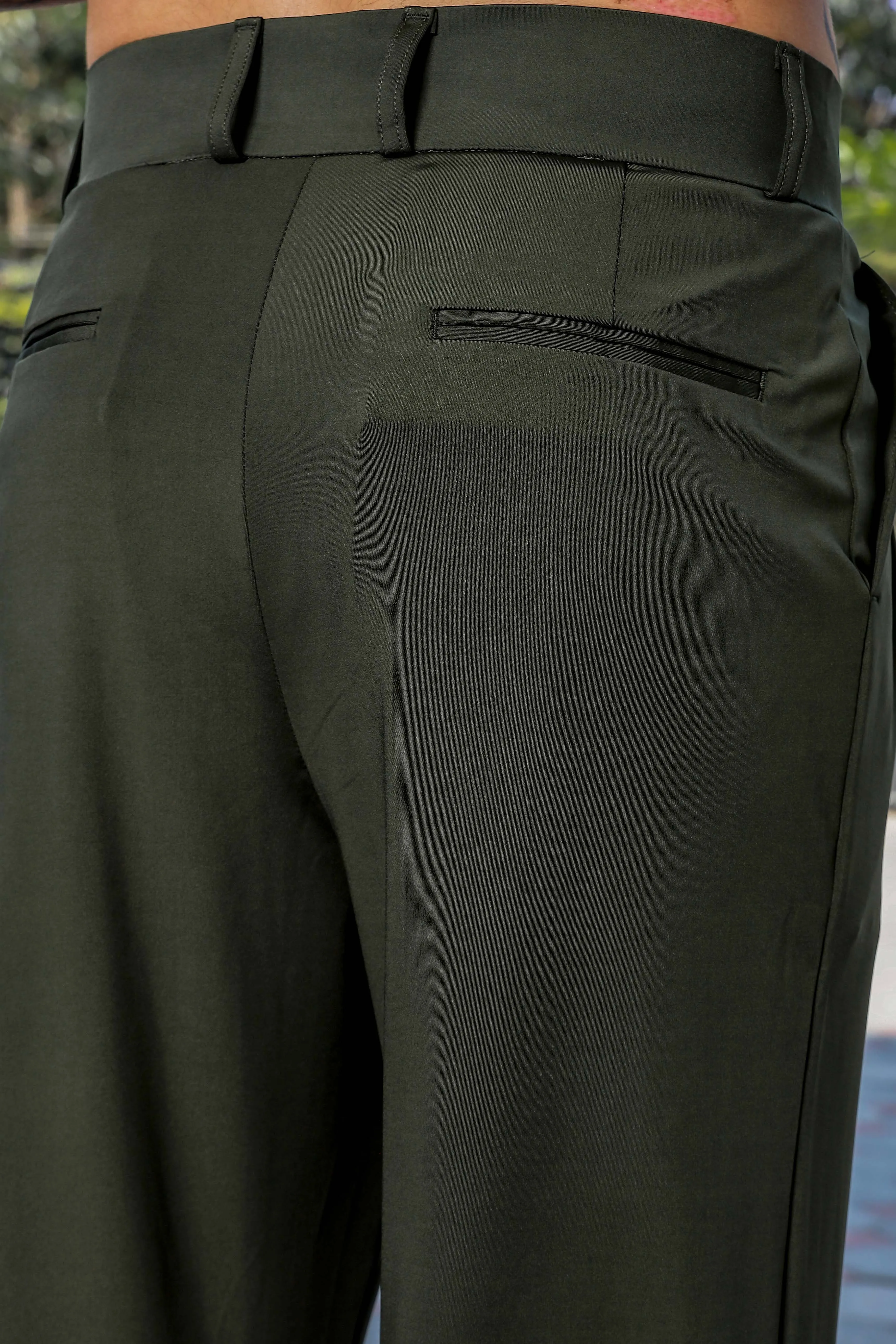 Olive Baggy fit Street Savvy Double Pleated Korean Trousers