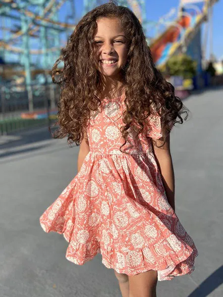 Poppet & Fox Frill Sleeve Summer Dress Santa Cruz Print