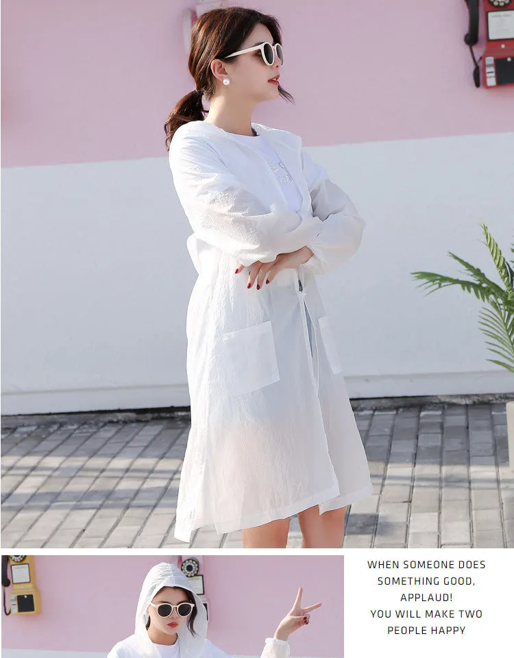 Sunscreen Women Mid-Length Summer Loose Fairy-Look Back Embroidery Outerwear
