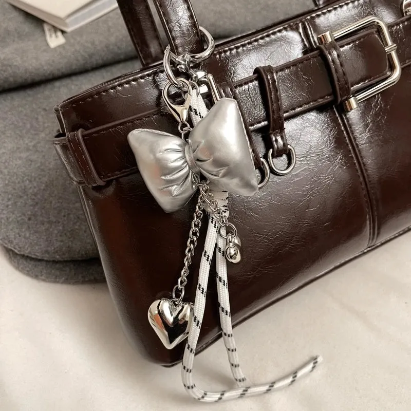 Uakiss Belt Buckle Design Shoulder Satchels Bag For Women New In Luxury Designer Handbags Branded Fashion Totes With Pendant