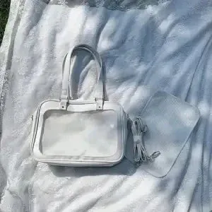 Uakiss Harajuku Lolita Girls Ita Bags Japanese JK Uniform See Through Large Capacity PU Fashion Casual Students Shoulder Satchels
