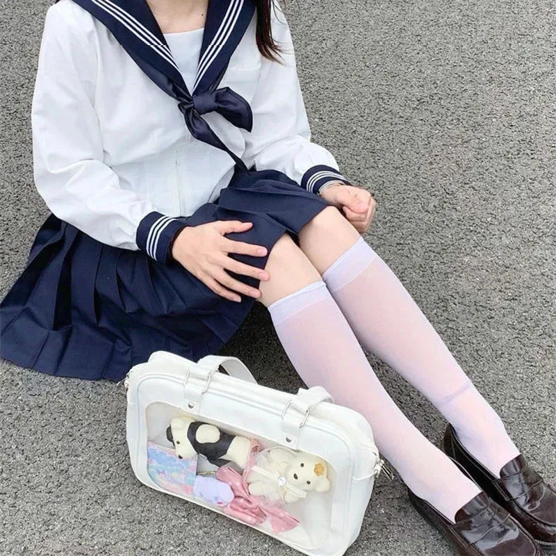 Uakiss Harajuku Lolita Girls Ita Bags Japanese JK Uniform See Through Large Capacity PU Fashion Casual Students Shoulder Satchels