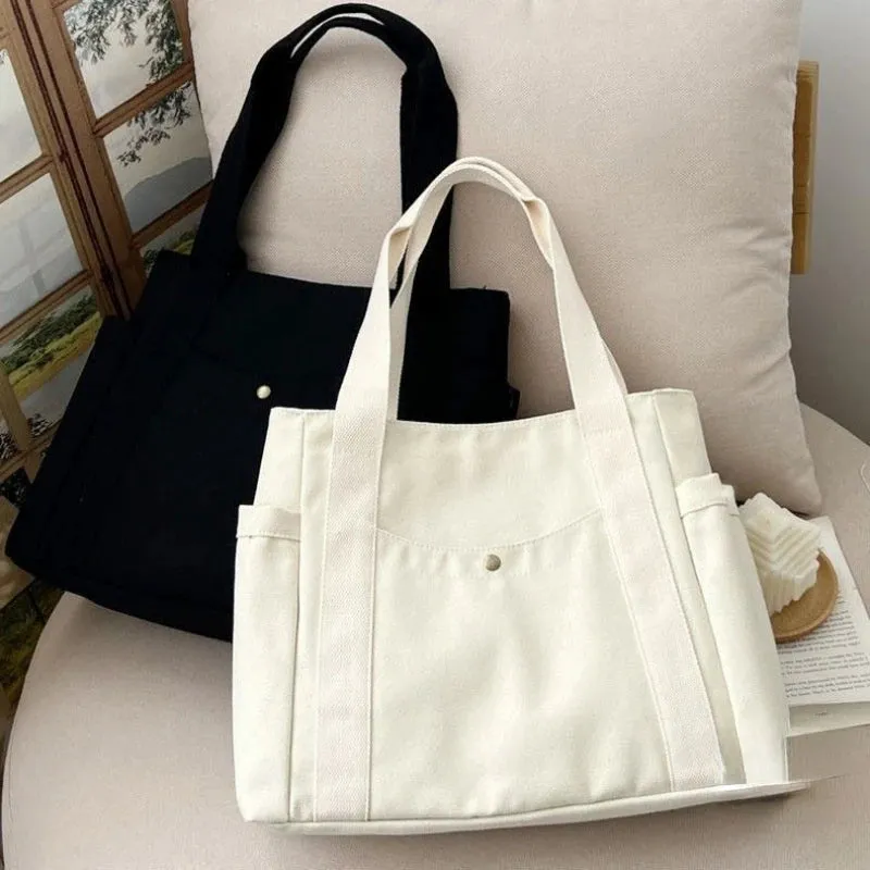 Uakiss Large Capacity Canvas Tote Bags for Work Commuting Carrying Bag College Style Student Outfit Book Shoulder Bag