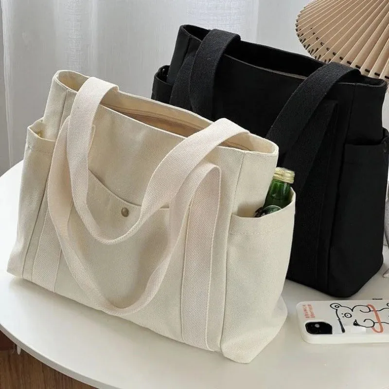Uakiss Large Capacity Canvas Tote Bags for Work Commuting Carrying Bag College Style Student Outfit Book Shoulder Bag