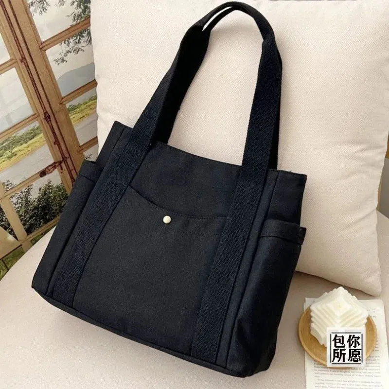 Uakiss Large Capacity Canvas Tote Bags for Work Commuting Carrying Bag College Style Student Outfit Book Shoulder Bag